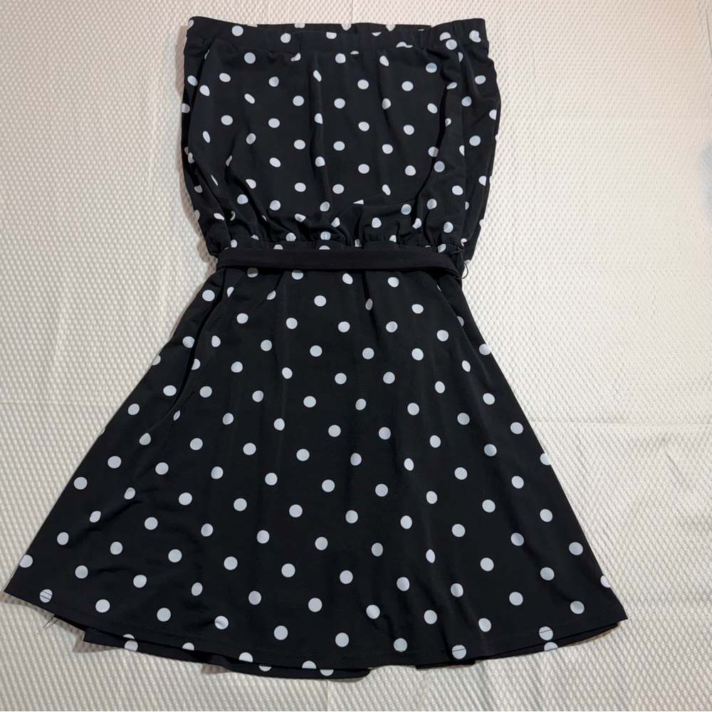 White House Black Market Strapless Dress S Polka Dot Y2K Coastal Cowgirl Mini - Picture 4 of 8